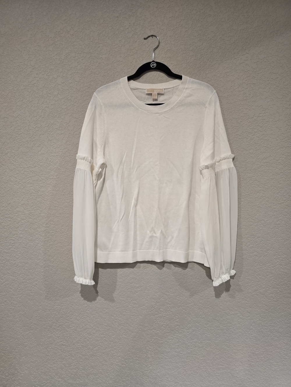 Michael Kors White Long-Sleeve Ruffle Sleeve Top - Women
